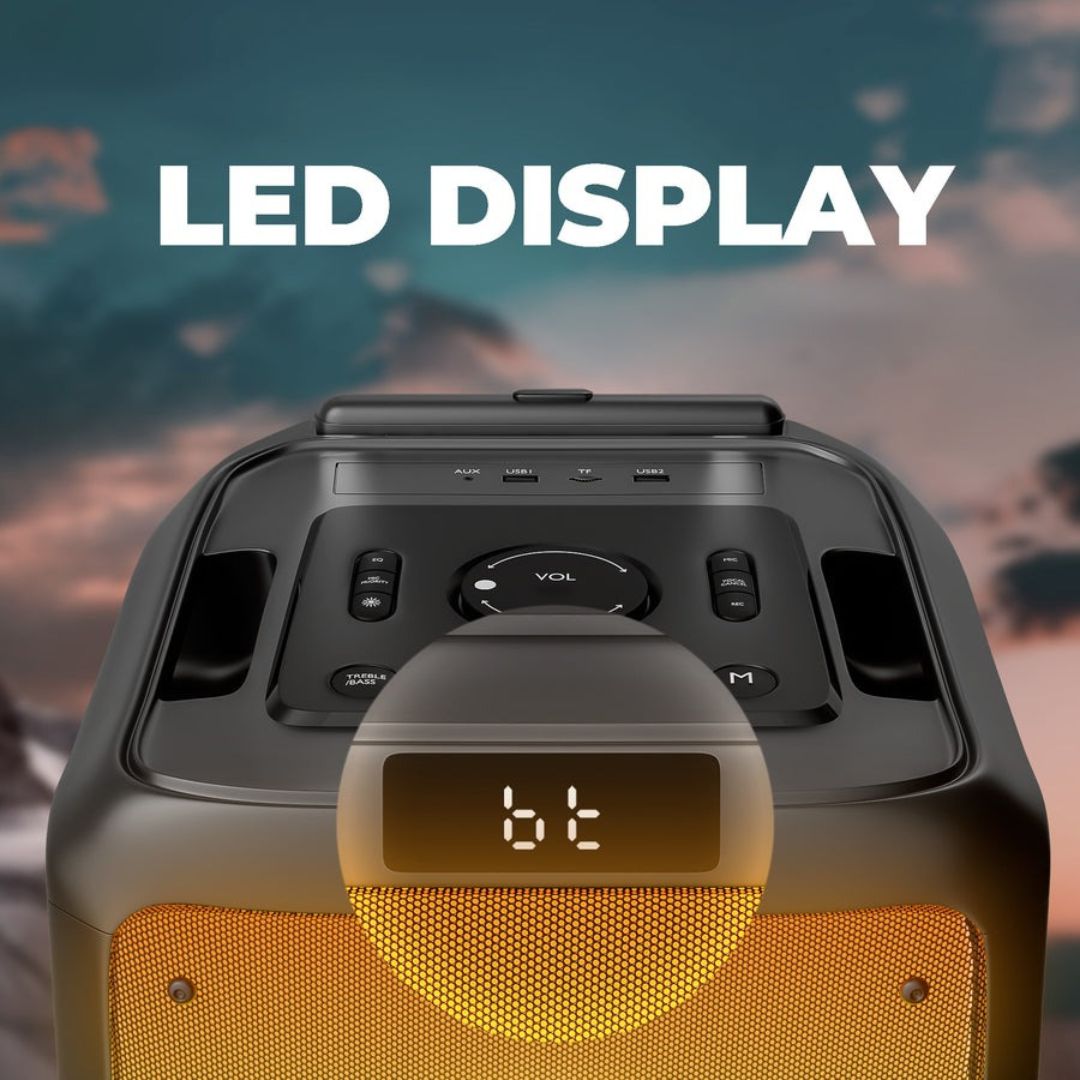 UBON HT-1570 Party Speaker | 120W Power, 12-Inch Woofer, RGB Lights & Dual Mics