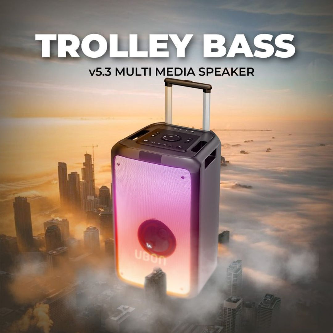 UBON HT-1570 Party Speaker | 120W Power, 12-Inch Woofer, RGB Lights & Dual Mics